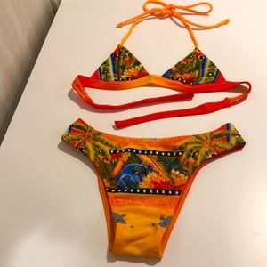 Brazilian Bikini Tropical Print Blue Man